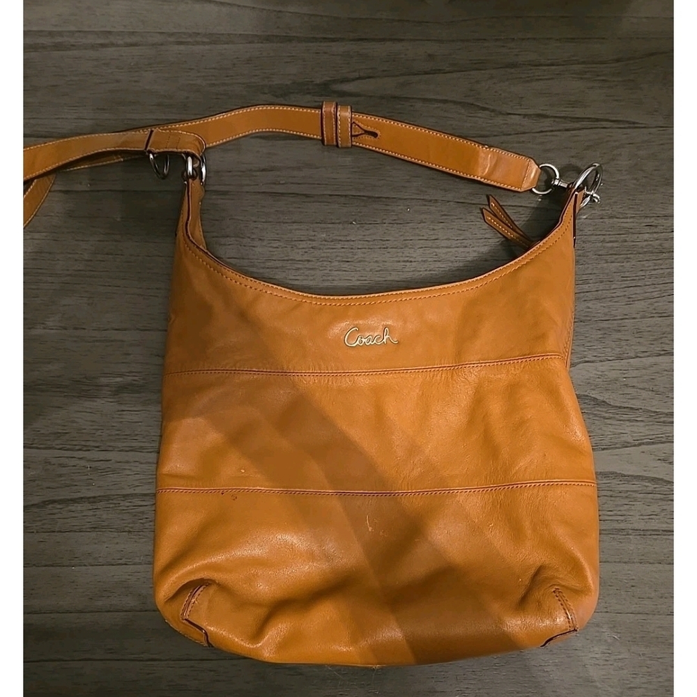 Coach Leather Pieced Large Bag Shoulder Purse F17116 SADDLE